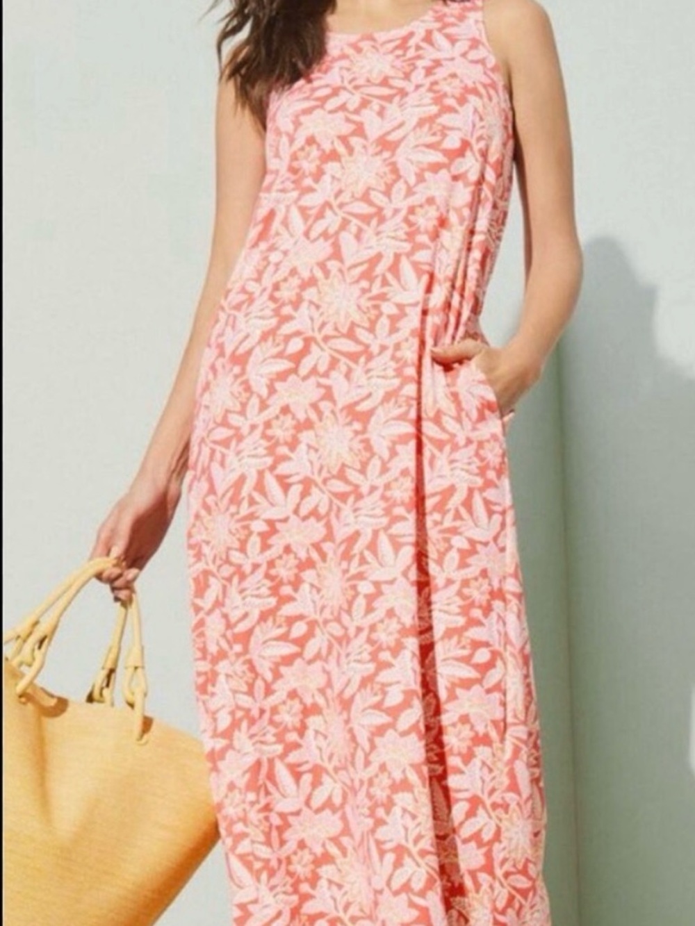 J.McLaughlin Seira Maxi Dress Pink Tropical Floral Sleeveless Dress | Med